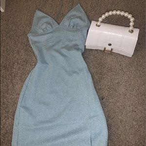 blue sparkly mini dress
